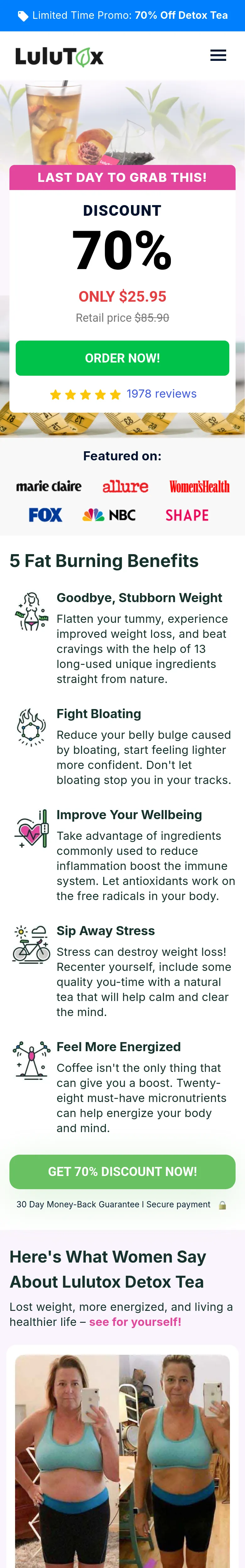 Lulutox offer page capture